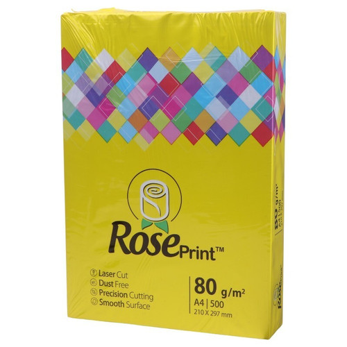 کاغذ A4 رز پرینت زرد 80 گرم بسته 500 عددی