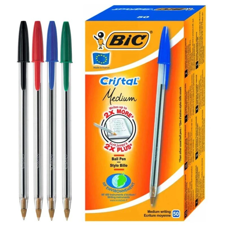 خودکار بیک 1 میلی متر Cristal Medium بسته 50 عددی