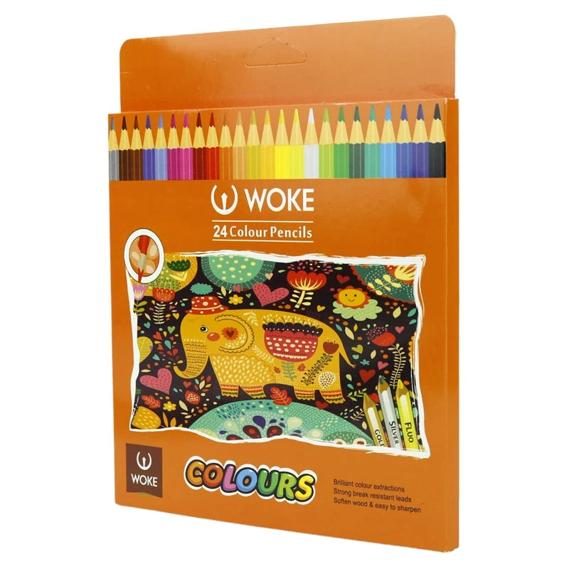 مداد رنگی 24 رنگ جعبه مقوایی وک WOKE