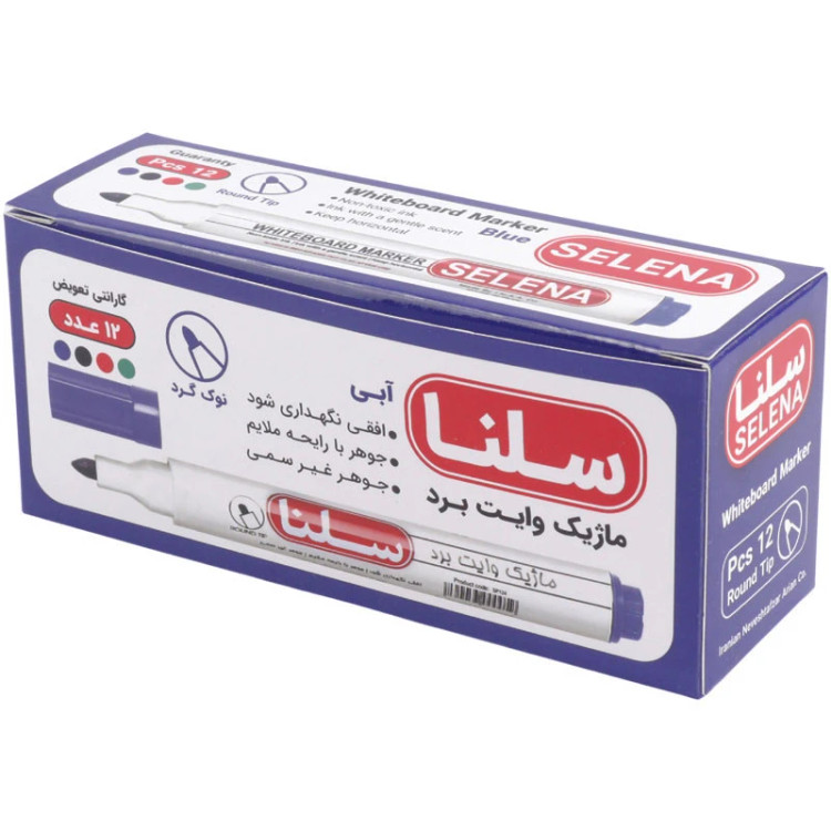 ماژیک وایت برد سلنا نوک گرد بسته 12 عددی